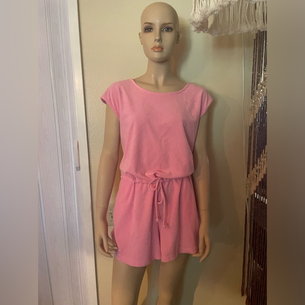 Terry cloth pink short romper size large